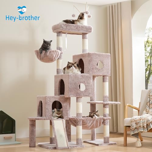 Cat Tree Tower with 3 Condos (74.8 inches / Muchroom)