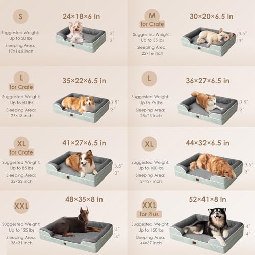Orthopedic Extra Large Dog Bed (Greyish Green / 44.0"l X 32.0"w X 6.5"th)