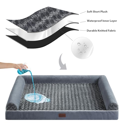 Orthopedic Washable XXL Dog Bed for Senior Dog Cozy Sleep (54"l x 36"w x 7"th / Dark Grey)