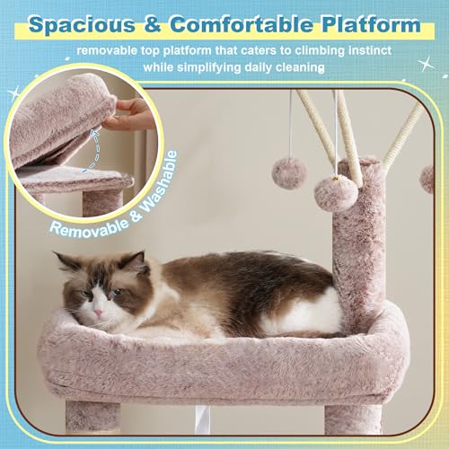 Cat Tree Tower with 3 Condos (74.8 inches / Muchroom)
