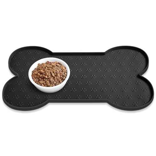 Dog Food Mat Anti (19.4" x 9.8" / Black)