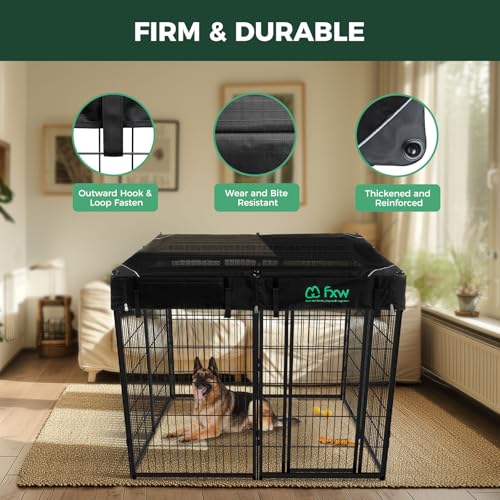 Homeplus Indoor Dog Playpen with Mesh Top Cover (Black / 45"H)