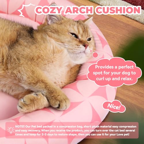 20in Pink Pattern Round Dog Bed Sofa for Dogs Cats (Pink Pattern / Small)