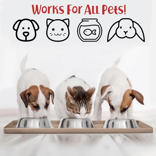 Dog Food Mat Waterproof Dog Bowl Mat for Food and Water (Small: 19" x 12" / Taupe)