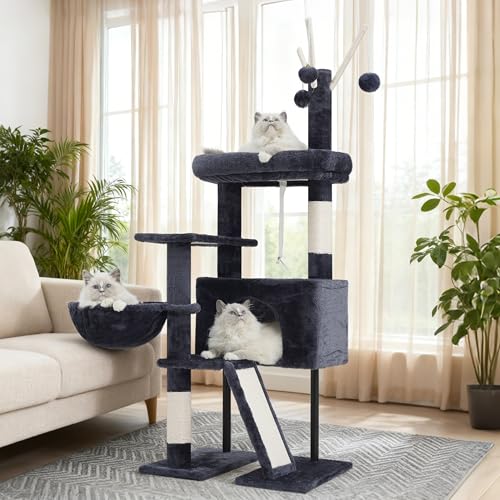Cat Tree Tower for Indoor Cats (47.24 inches / Smoky gray)