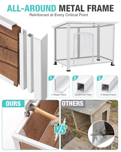 Heated Dog House Outdoor Weatherproof Wood Kennel for Large Dogs