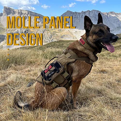 No Pull Tactical Dog Harness for Medium Dogs (Brown / L)
