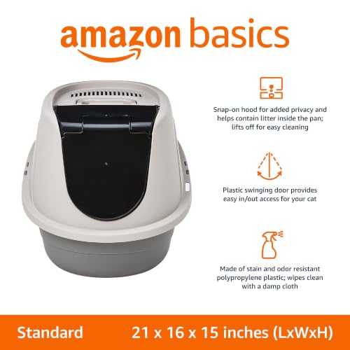 No Mess Hooded Enclosed Cat Litter Box with Odor Control and Swinging Door (Standard (Pack of 1))