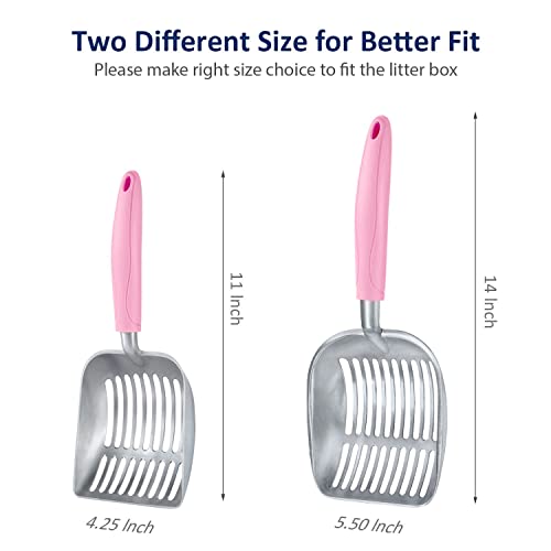 Cat Litter Scoop (Small / FLAT Aluminum \ #10 Pink Handle)