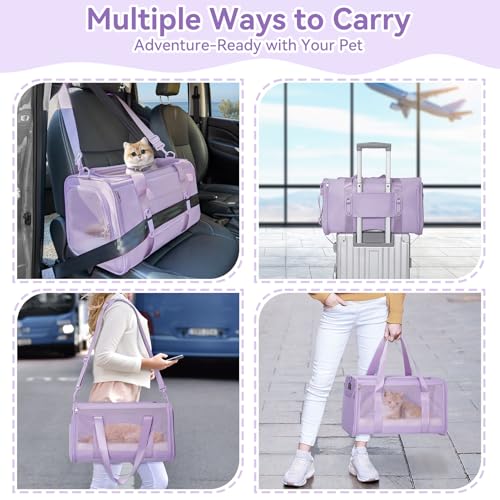 Cat Carrier Soft with Patented Safety Buckles (18.0"L x 11.0"W x 11.0"H / Purple)