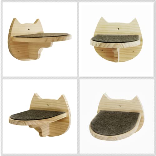 5 Pack Natural Wood Wall Mounted Cat Steps (A)