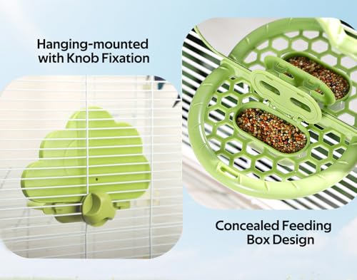 Bird Mirror Toy with Perch & Slow Feeder (Green)