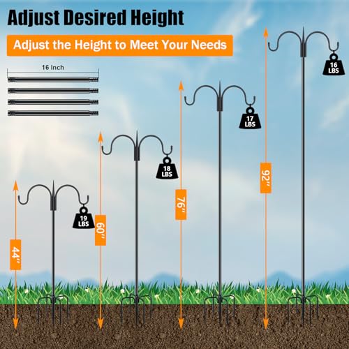 Heavy Duty Shepherds Hook 92" Double Hooks Adjustable (92 Inch)