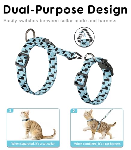 Cat Harness and Leash Set (Light Blue Kitty / Small (4-10 lb))