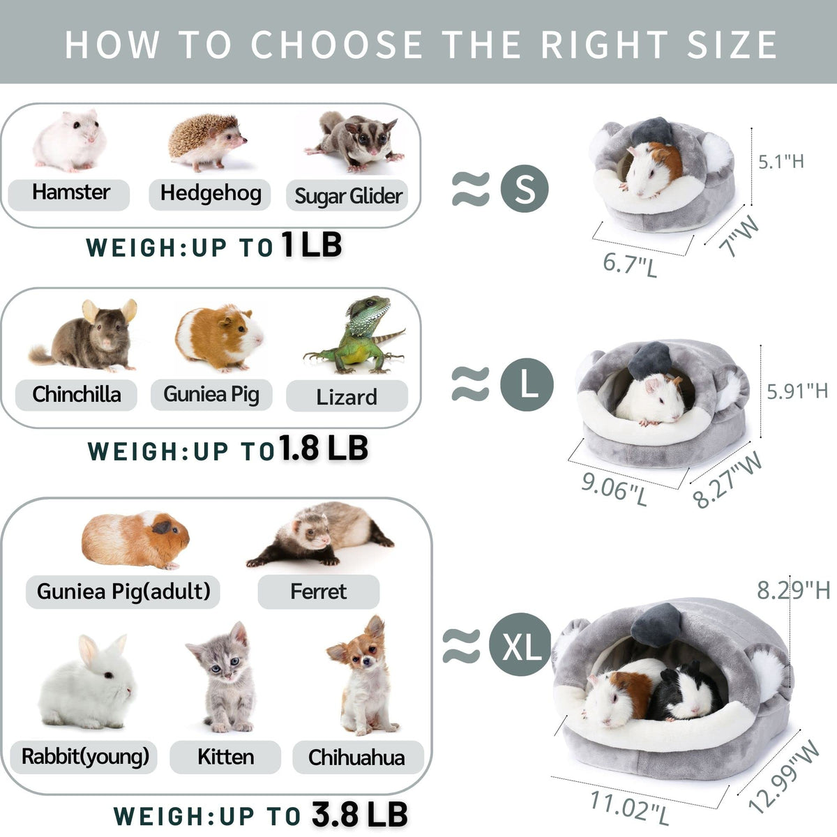 Hamster Guinea Pig Supplies Bed Accessories House Hedgehog Cage Supplies Chinchilla Ferret Rat Gerbil (S / 6-Koala)