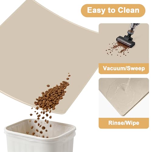 Extra Extra Large Silicone Dog Food Mat 39.4×43.3in and 128oz Silicone Bag Set (39.4"L x 43.3"W / Beige Mat & Yellow Bag)
