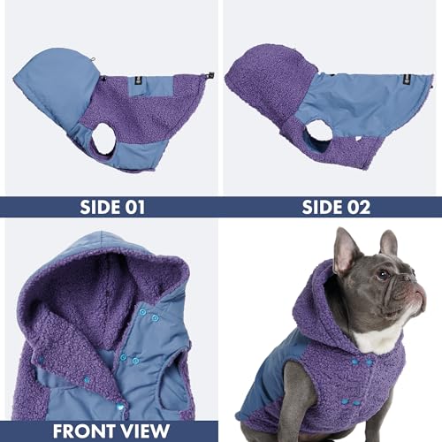 Reversible Dog Hoodie Sweater (Purple and Navy Blue / X-Large)