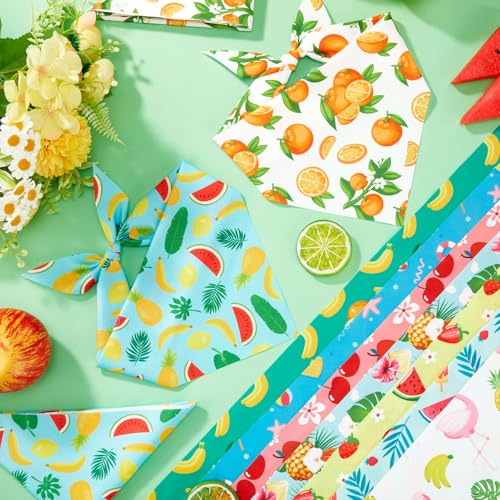 50 Pcs Summer Hawaiian Dog Bandanas Bulk (Summer / 31.5 x 21.7 x 21.7")