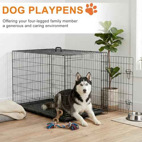 48" Foldable Metal Dog Crate (Black)