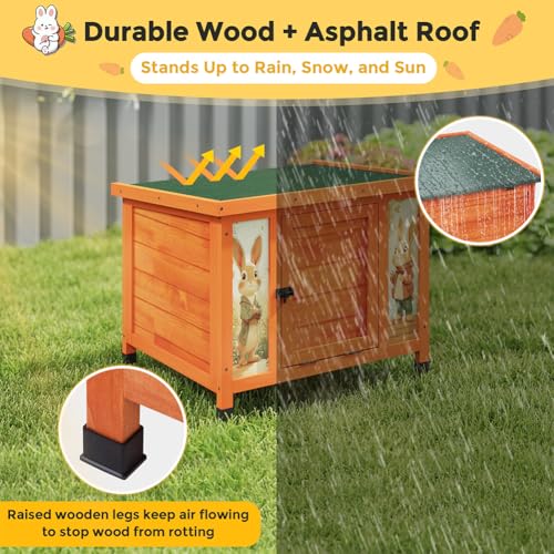 24 Inch Rabbit Hutch Outdoor (Orange w/printing / Middle)