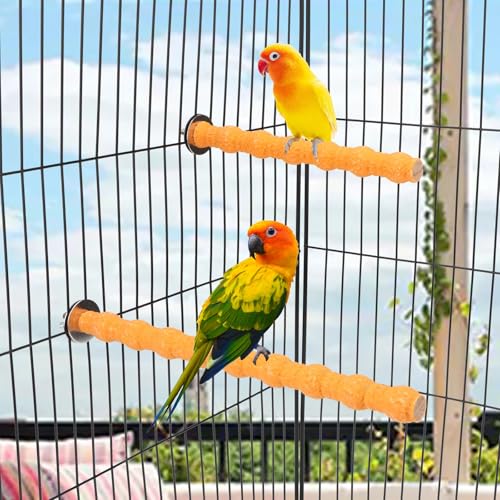 Wood Perch Stand Bird Cage Paw Beak Grinding Stick (Orange)