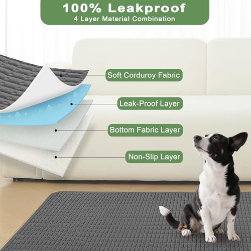 Washable Pee Pads for Dogs Puppy Pad (Dark Grey / 36"x40"(Pack of 2))