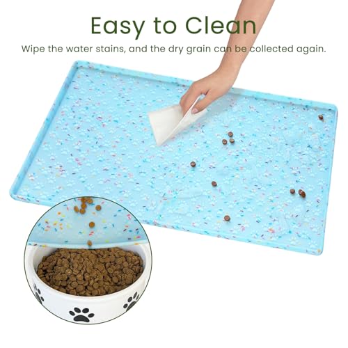 2 Pack Dog Food Mat Anti (18"L x 12"W - 2 Pack / Donut-Blue)