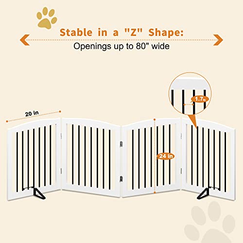 Freestanding Pet Gate for Dogs (24" Height-4 Panel / White & Black)