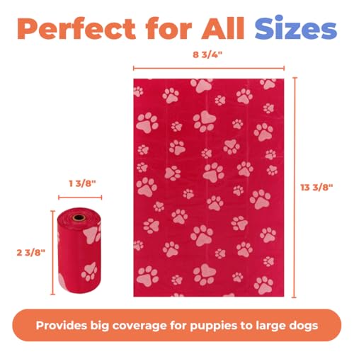 Poop Bags for Dogs (Red / 150 Bags)
