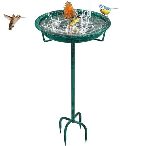 Metal Bird Bath for Outside (Retro Green)