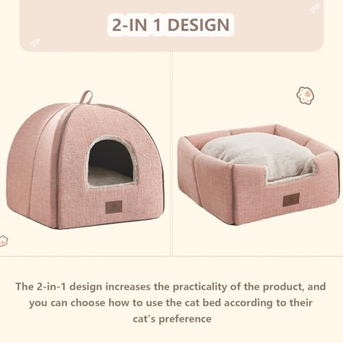 Cat Bed for Indoor Cats (Pink / M(15 x 15 x 15 Inch))