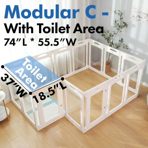Clear Acrylic Dog Playpen Indoor (White / 24" Height)