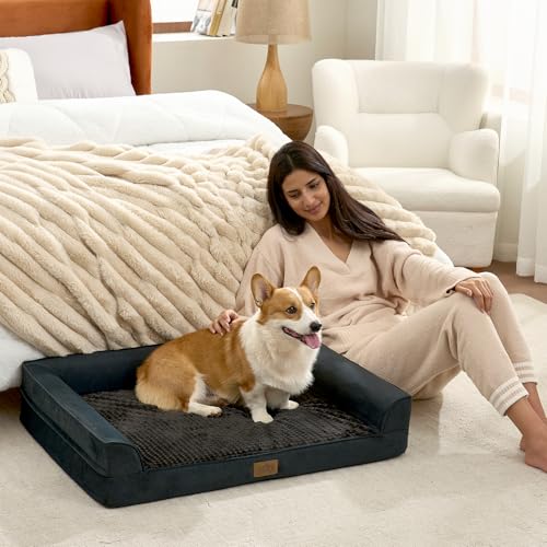 Orthopedic Dog Bed for Large Sized Dogs (Black / L:36x27x6.5 inch)