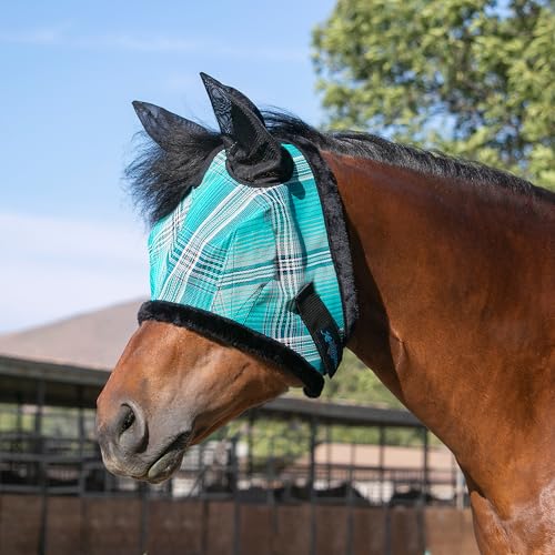 Horse Fly MASK with Fleece Ears and Forelock Hole (XL (Large Horse) / 2021 - Atlantis)