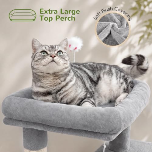 Cat Tree Tower for Indoor Cats Large Adult (Light Grey / XL)