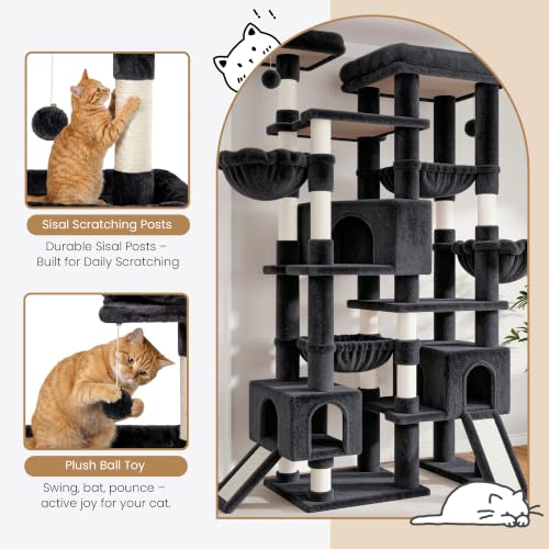 87 in Multi Level Tall Cat Tree Tower for Large Cats (Dark Grey)