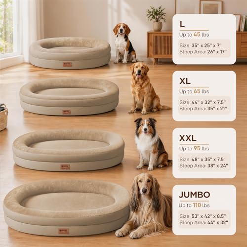 Waterproof Orthopedic Dog Bed for Medium Dogs (Light Brown / 35"L x 25"W x 7"Th)