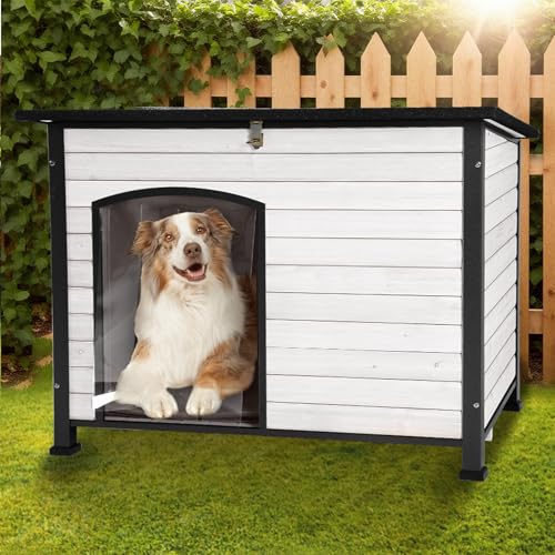 43.3’’ Large Dog House Outdoor Weatherproof Dog Kennel with Upgraded Thickened Metal Frame (Dog House)