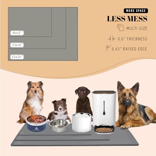 32x24 Waterproof Silicone Dog Food Mat (Grey / 32" x 24")