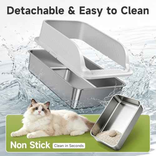 Stainless Steel Cat Litter Box with Lid (Light Grey XL)