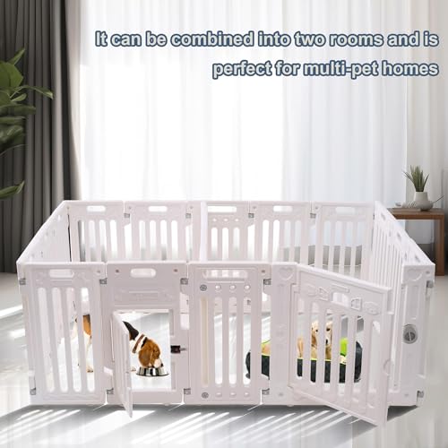 2 Room Dog Playpen with Door (White Standard)