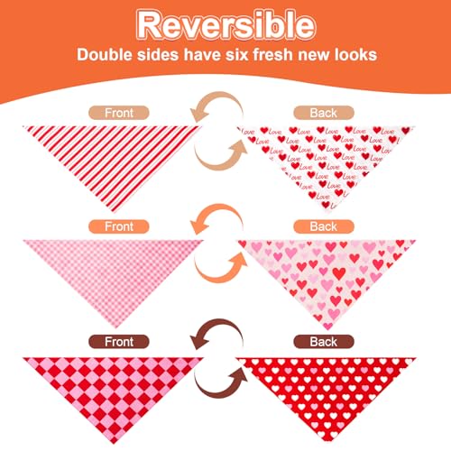 Valentines Dog Bandanas Small 3PCS (Valentines-26 / Small)