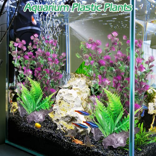 Aquarium Plastic Plants Aquarium Decor Artificial Fish Tank Plants Lifelike Tall Fish Tank Decorations Aquarium Plant Suitable for Saltwater and Freshwater 15.7in 2pcs (B*2 Pcs / 15.7 in)