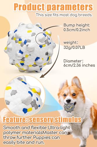 2.36'' Dog Balls for Dogs Aggressive Chewers Indestructible Tennis Durable Bouncy Interactive Dog Toy Balls for Fetch Game Floating Training (White-Medium)
