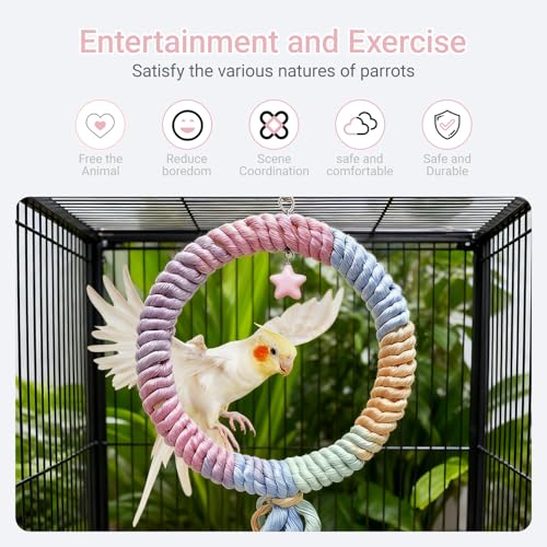 Bird Swing Gradient Colorful Cotton Rope Bird Swing Cage Hanging Toys