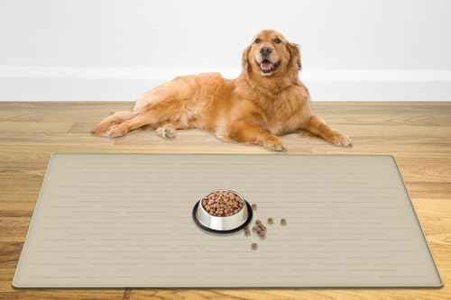 48" x 32" XXXL Largest Pet Food Mat (Beige / 48"L x 32"W)