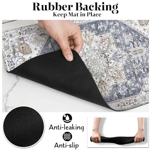 Dog Food Mats for Floors (Grey Blue / Xl(24"×32"))