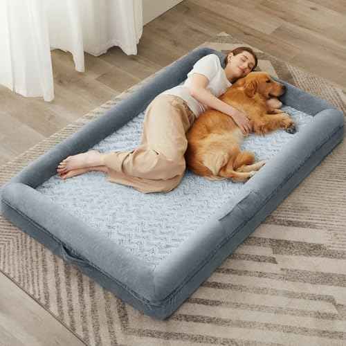 Human Dog Bed Orthopedic for Adult & Dogs Comfy Sleeping (Grey / Human (71x46x7.5in))