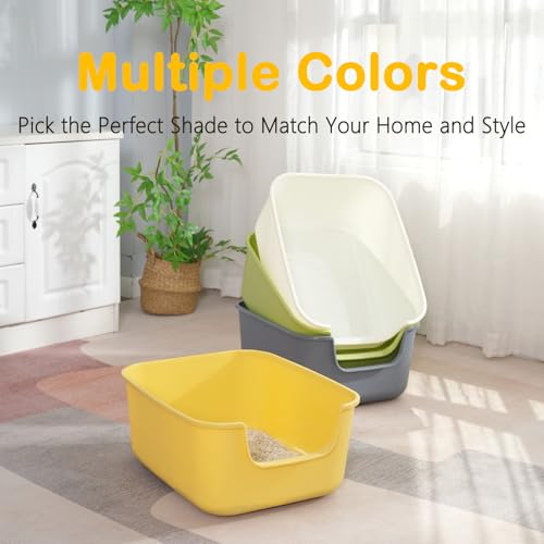 Large Cat Litter Box with High Sides (Grey)