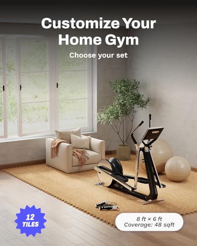0.79" Thick Gym Flooring for Home Gym (Wood / 48 Sq Ft (12 Tiles))